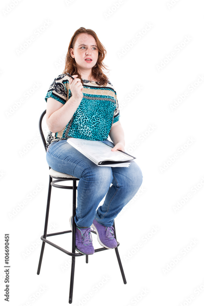 Beautiful redhead plus size model with folder. Beautiful redhead plus size model with folder.