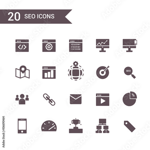 seo icons vector. Silhouette icons.