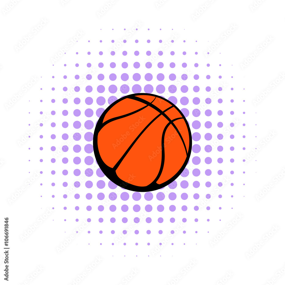 Basketball ball  icon, comics style