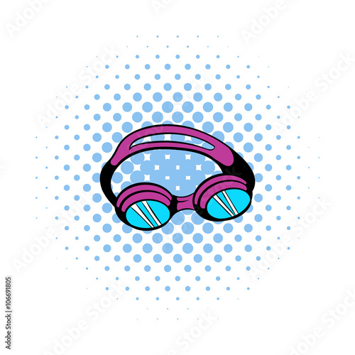 Goggles for swim icon, comics style