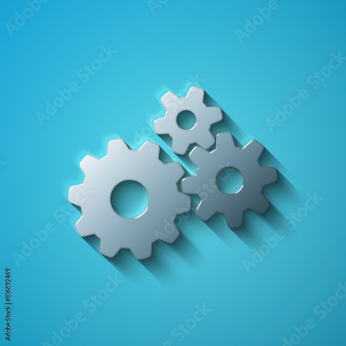 Finance concept: flat metallic Gears icon, vector