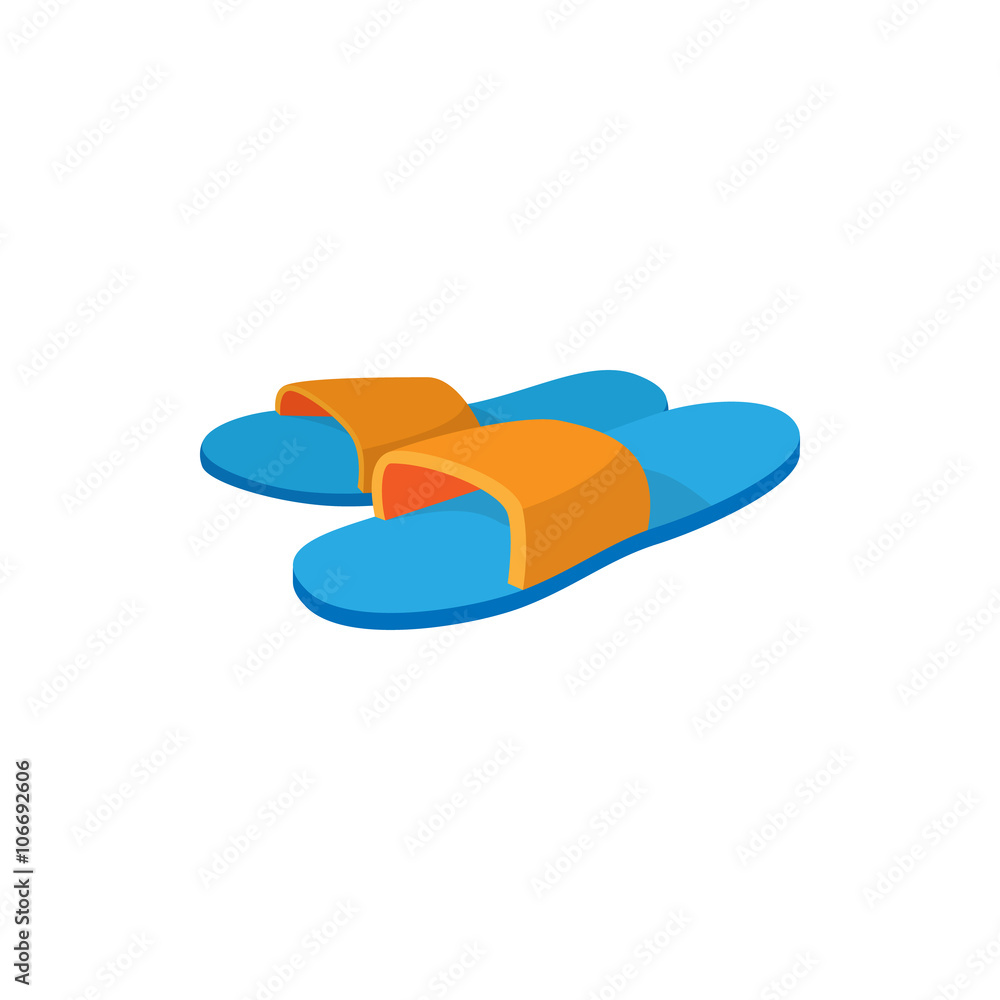 Pair of slippers icon, cartoon style Pair of slippers icon, cartoon style
