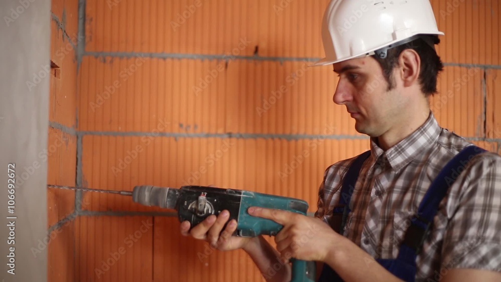 Drilling the wall. installation work Drilling the wall. installation work