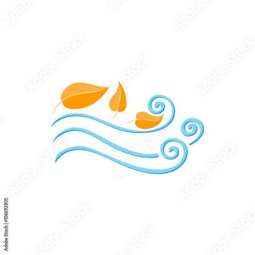 Leaves spinning in the wind icon, cartoon style