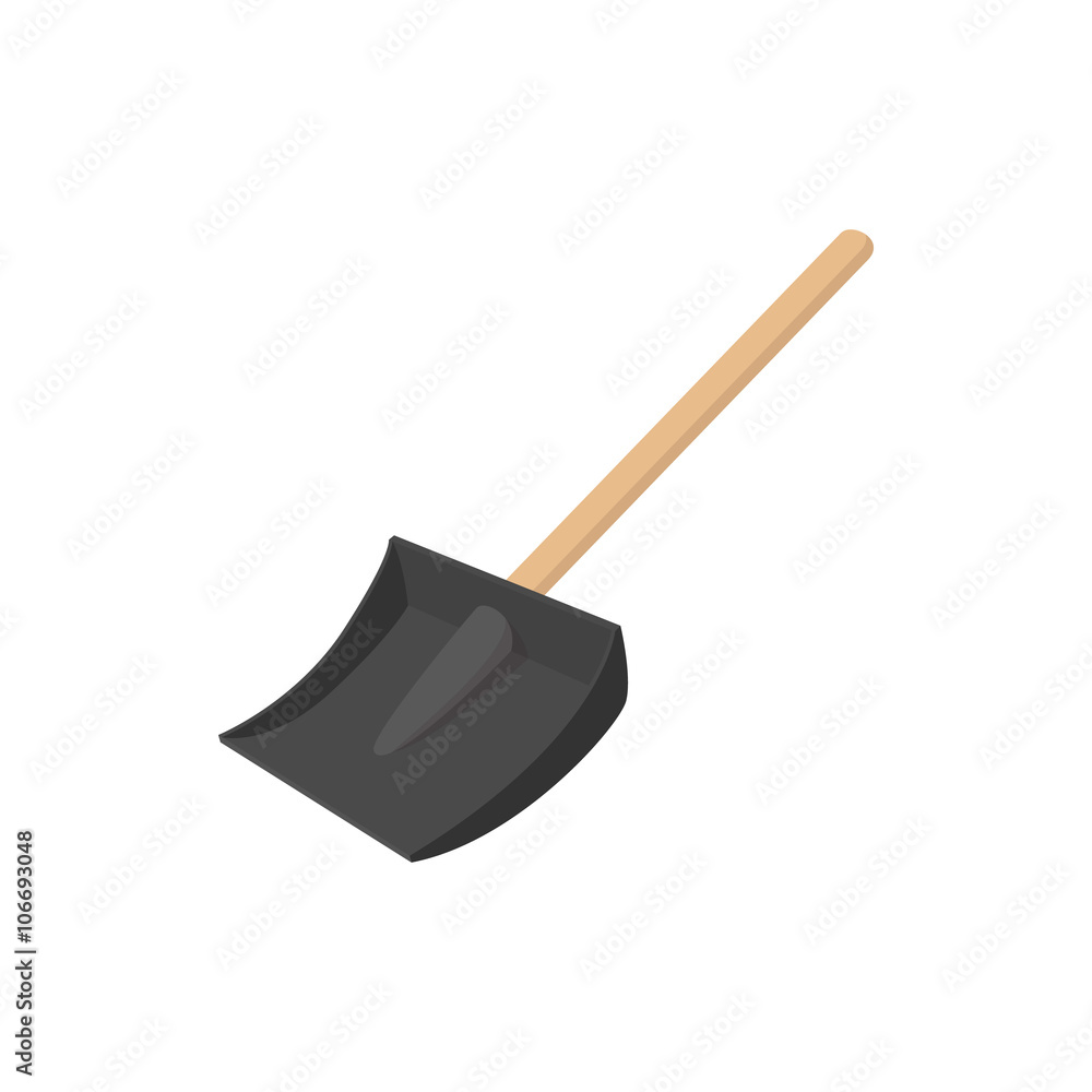 Snow shovel icon, cartoon style