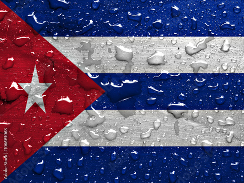 Photography flag of Cuba with rain drops
