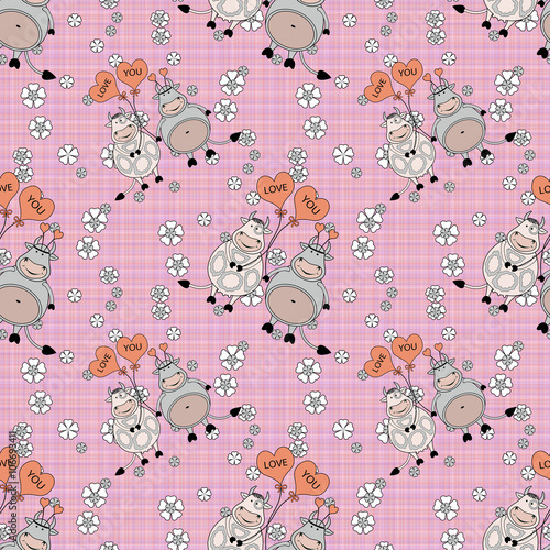 Decorative seamless pattern with funny animals, bright spring or summer fabric to stitch the design, for children