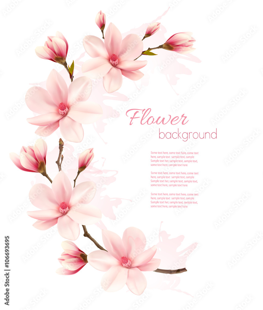 Spring background with blossom brunch of pink flowers. Vector Spring background with blossom brunch of pink flowers. Vector