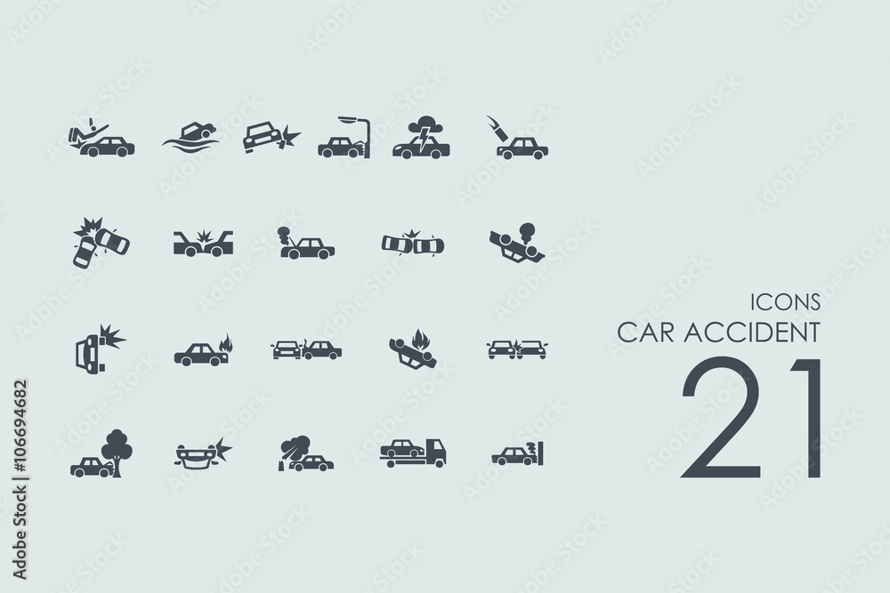 Set of car accident icons