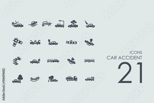 Set of car accident icons