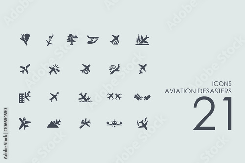 Set of aviation desasters icons photo