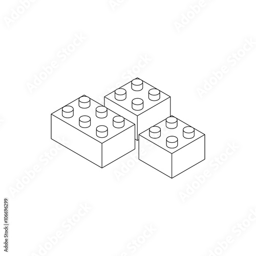 Building connector bricks icon, isometric 3d style