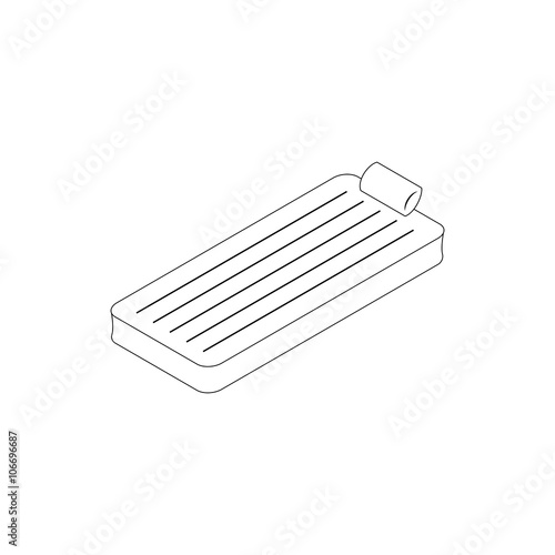 Floating air mattress icon, isometric 3d style