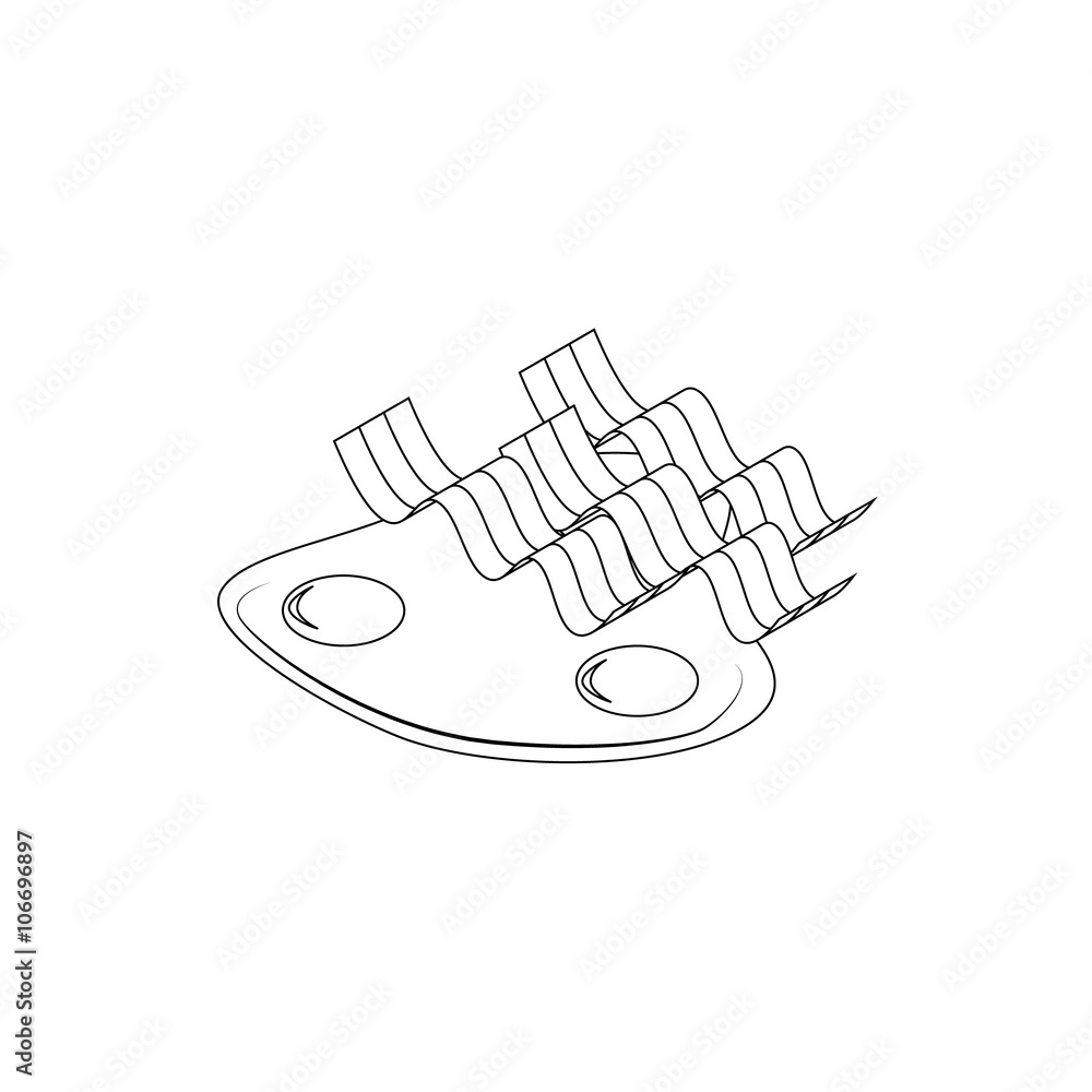 Bacon and eggs icon, isometric 3d style Bacon and eggs icon, isometric 3d style