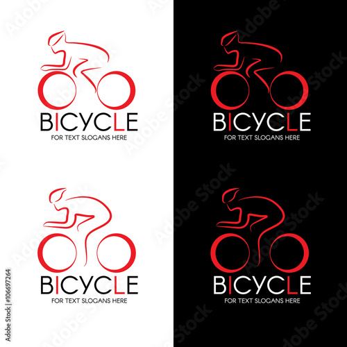 Bicycle and man line logo vector design photo