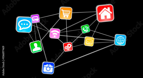 Wallpaper Mural Icons applications connecting to each other Torontodigital.ca