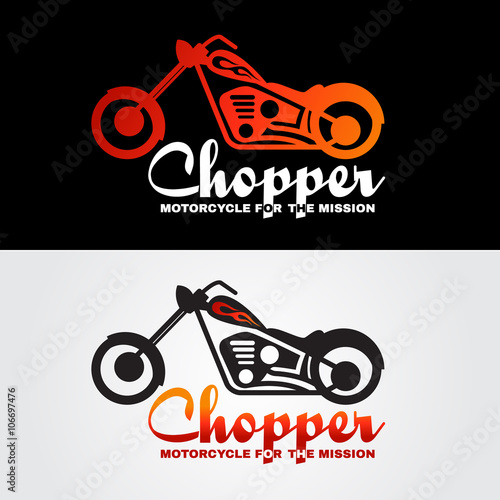 Orange white black Chopper motorcycle logo vector design