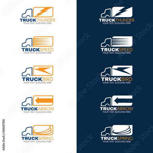 value="Blue and Orange Truck shipping vector"