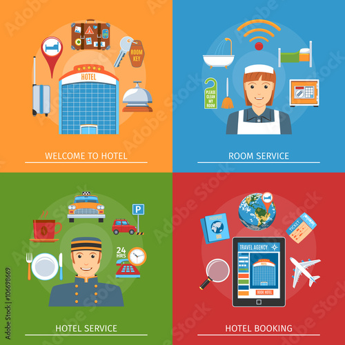 Hotel Flat Horizontal Concepts Set