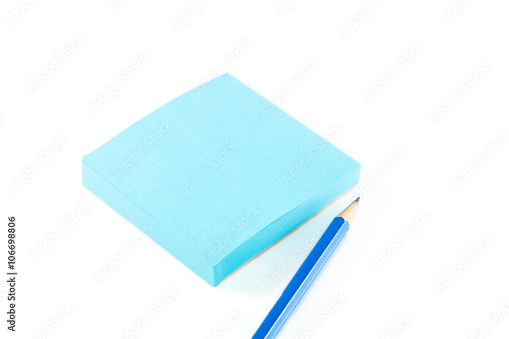 Fototapeta premium notepaper,pencil on white background.