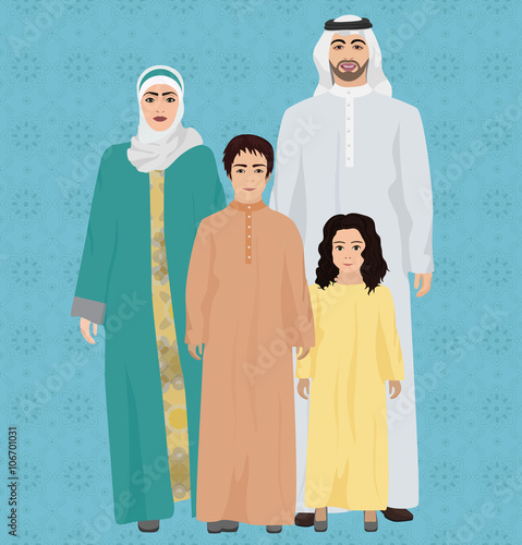 Arab Family vector illustration