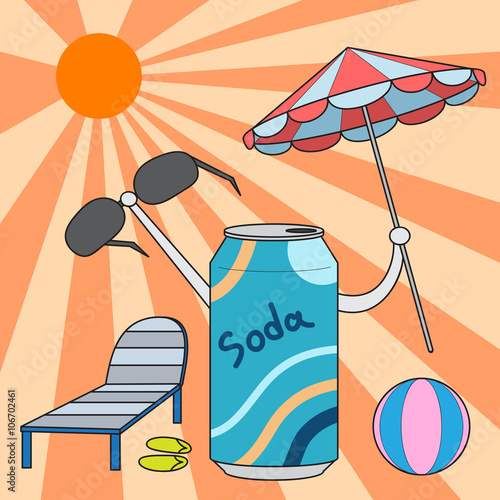 vector cartoon character soda can
