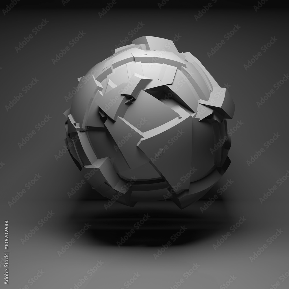 Fototapeta Abstract flying spherical object 3d art