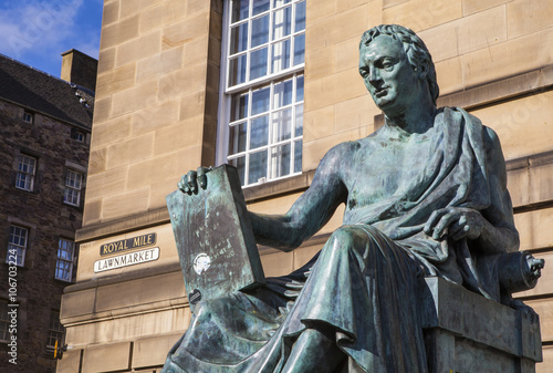 David Hume Statue in Edinburgh, Scotland. photo