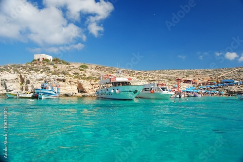 Crystal clear waters of the Blue Lagoon on Comino  Malta.