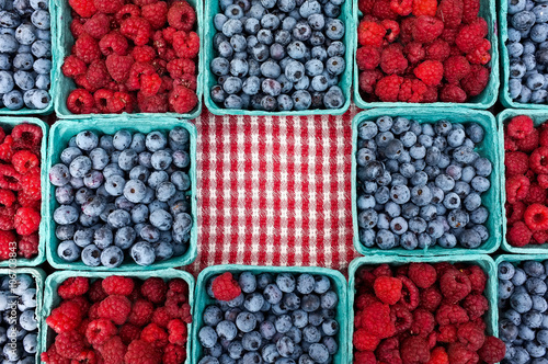 Blueberries and Raspberries at the Farmers Market
