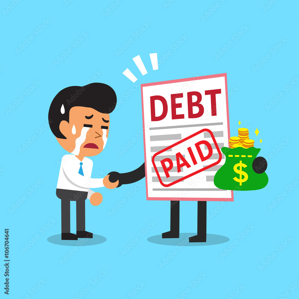 Cartoon businessman paid his debt Cartoon businessman paid his debt