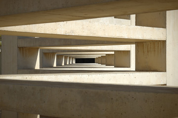 Abstract architecture background. Concentric rectangles in spiral.