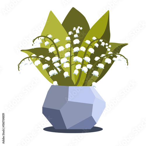 Vector illustrtion with vase and lily of the valley