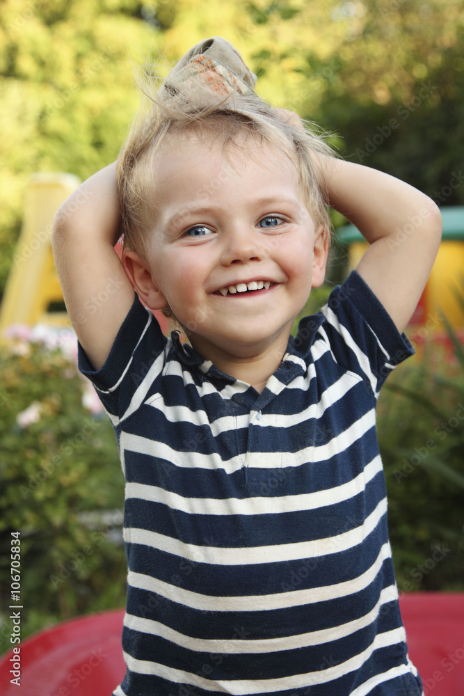 Portrait of smiling little boy with sun hat Portrait of smiling little boy with sun hat