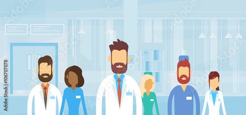 Group Medial Doctors Team Hospital Flat