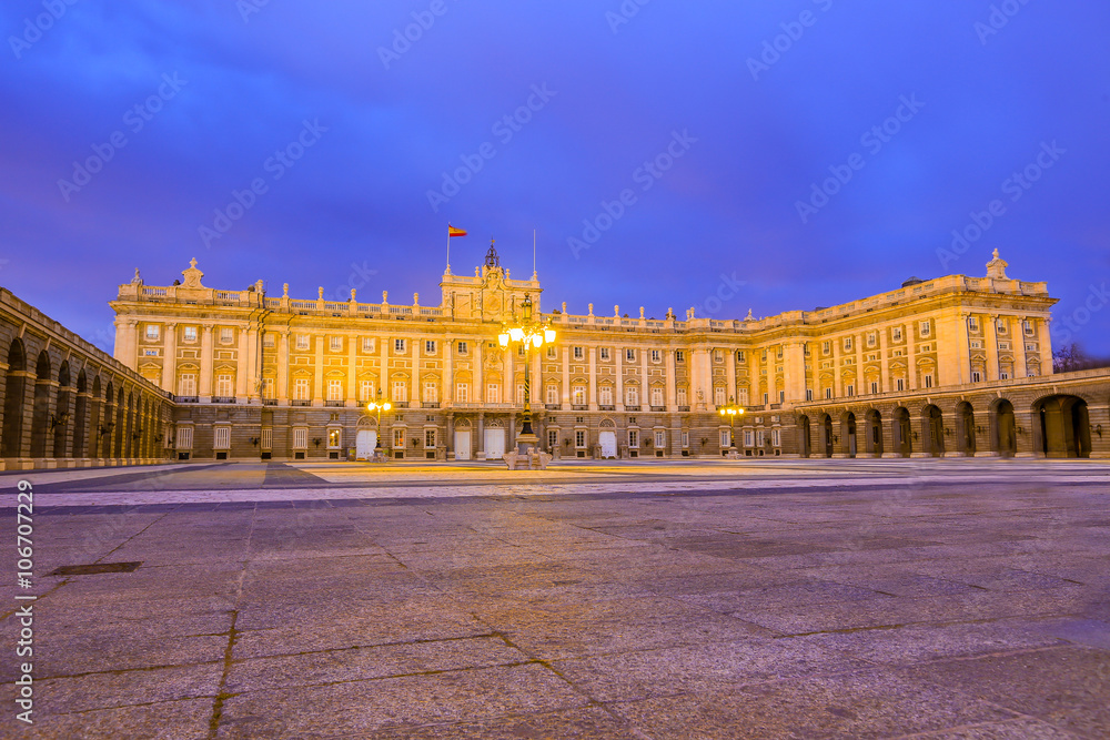 Royal Palace of Madrid,Spain at dusk