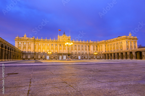Royal Palace of Madrid,Spain at dusk
