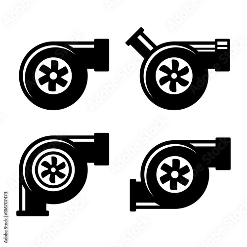 Turbocharger Icons Set Isolated on a White Background. Vector