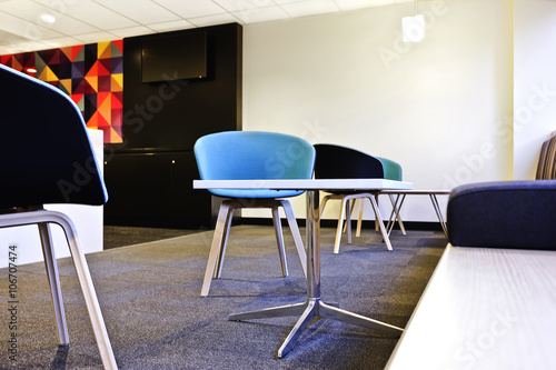 Wallpaper Mural Low eye level view of a modern dining area Torontodigital.ca