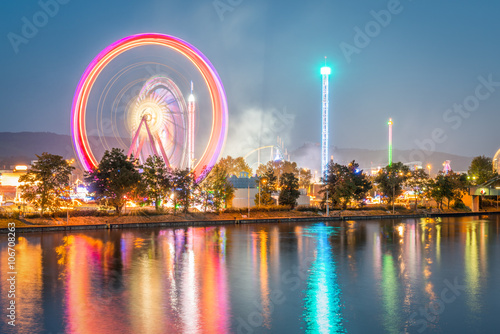 Obraz na płótnie Spring Festival Stuttgart - Germany, long exposure with ligthtrails w salonie