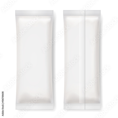 Set of White Blank Foil Packaging, Vector Illustration 