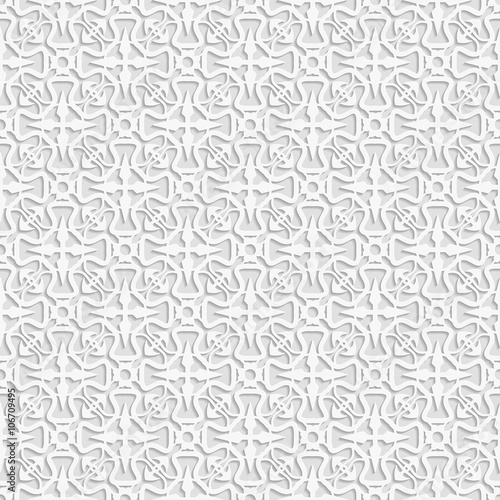 Seamless white 3D pattern, arabic motif,  east ornament, indian ornament, vector. Endless texture can be used for wallpaper, pattern fills, web page  background,surface textures. photo