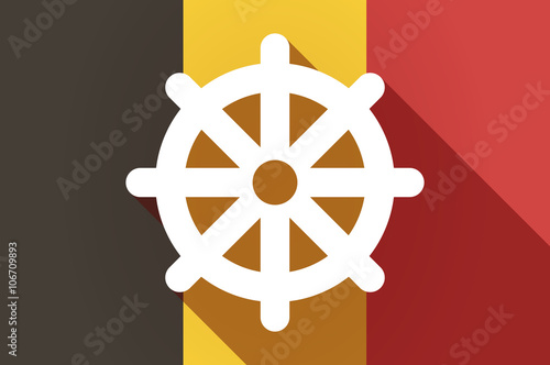 Long shadow Belgium flag with a dharma chakra sign