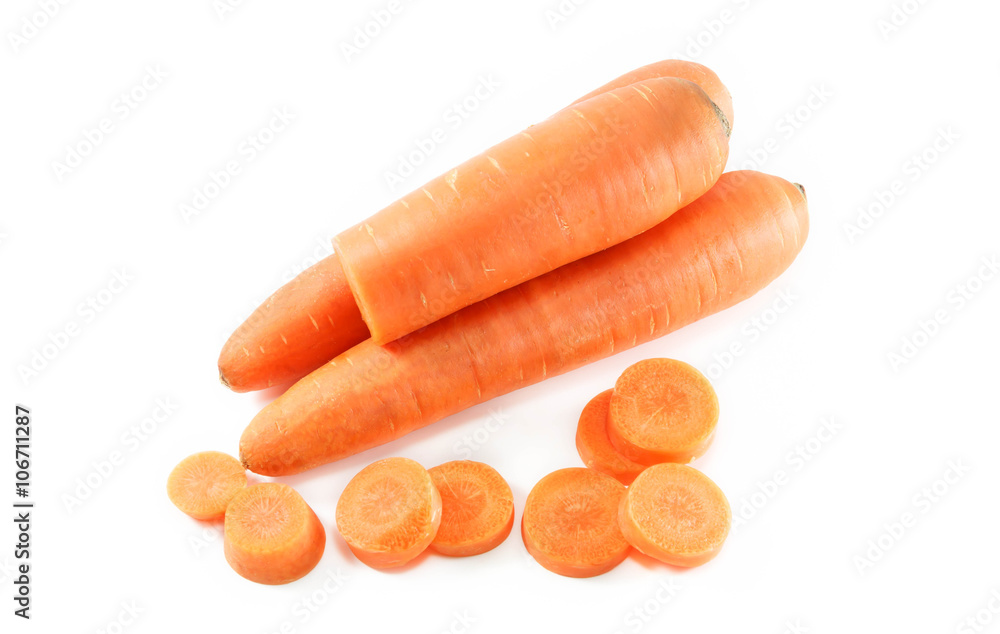 selective focus carrot slice on white background. selective focus carrot slice on white background.