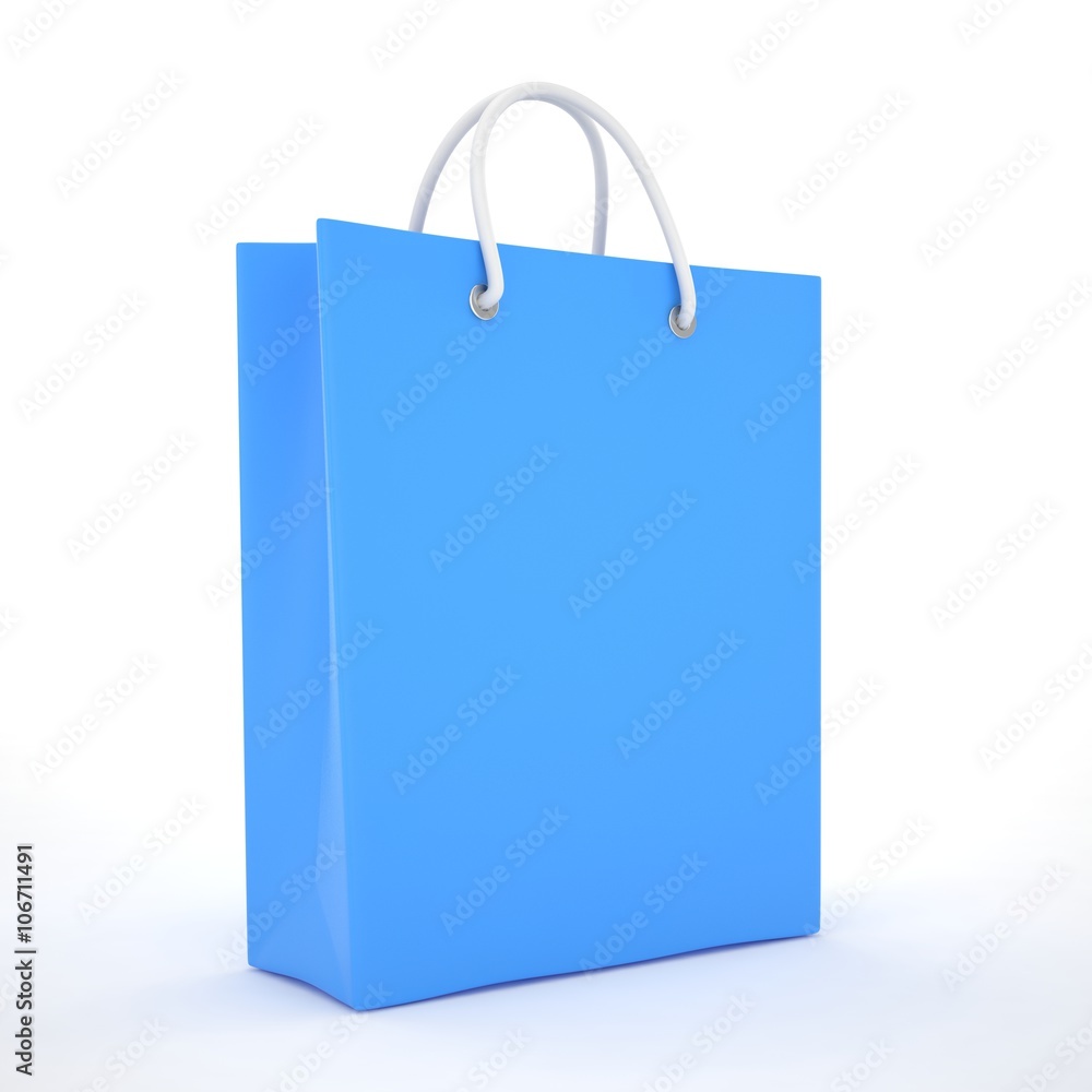 Paper Shopping Bag isolated on white background. 3D rendering. Paper Shopping Bag isolated on white background. 3D rendering.