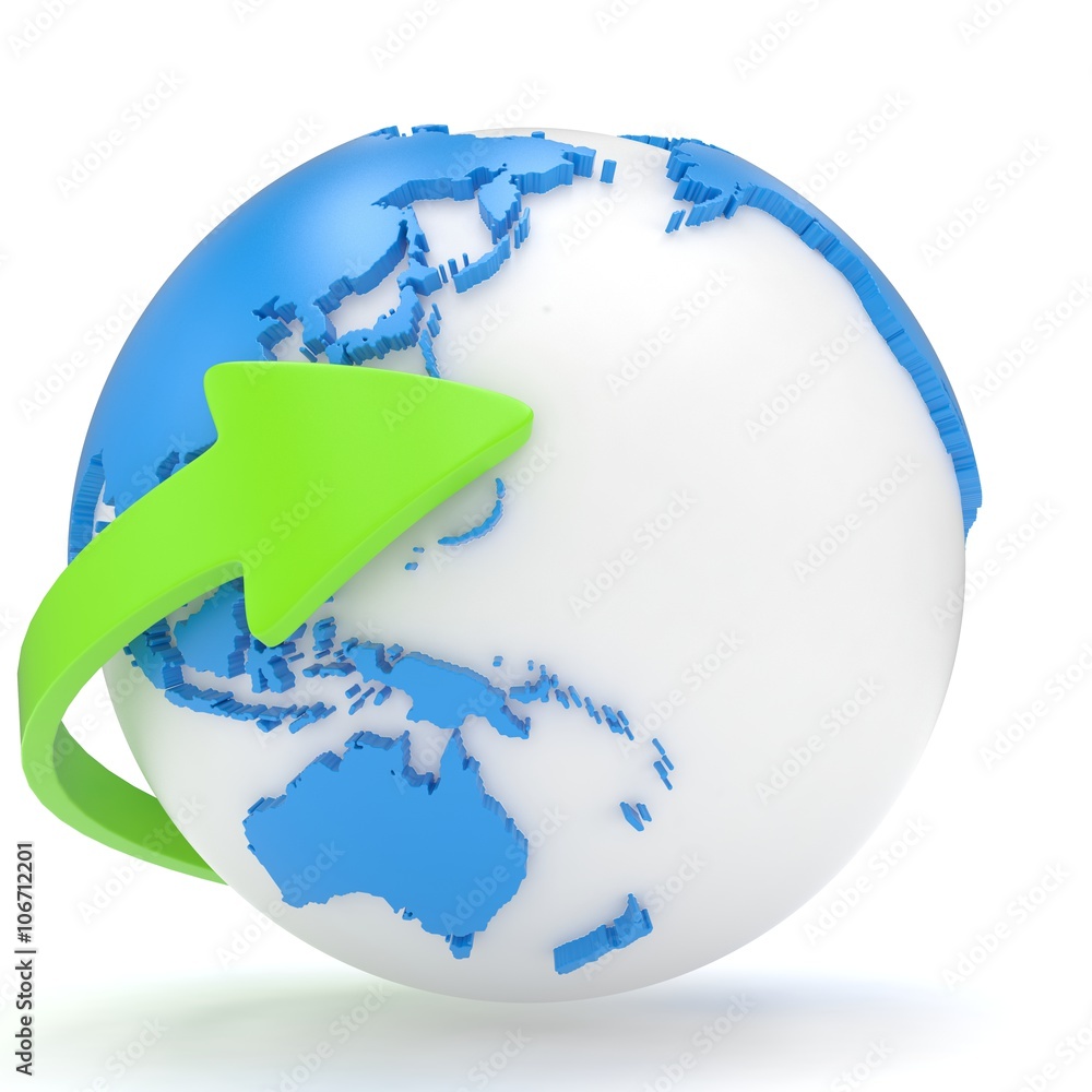 Fototapeta premium Arrow and Earth globe. 3d render