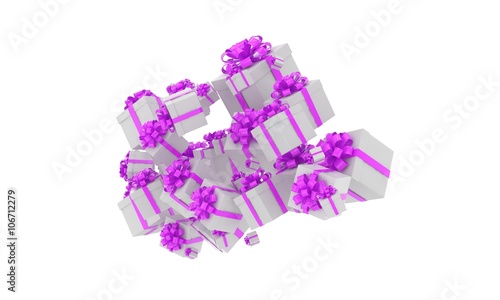 flying gift boxes. 3D rendering.