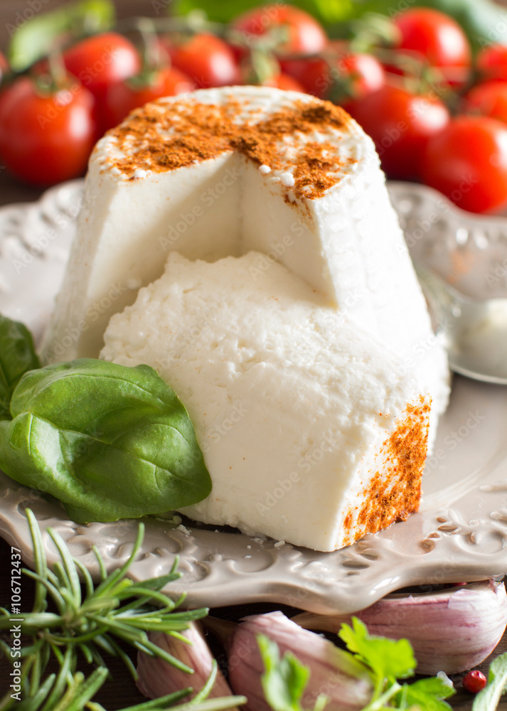 Italian ricotta cheese, vegetables and herbs Italian ricotta cheese, vegetables and herbs