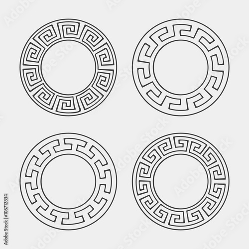 Foto Vector set of four round meander frames.