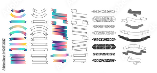 Set of labels, ribbons and design elements. Vector. Isolated.